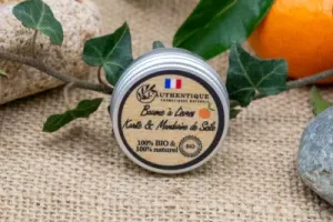 Authentique baume à lèvres 100% karité et mandarine de Sicile